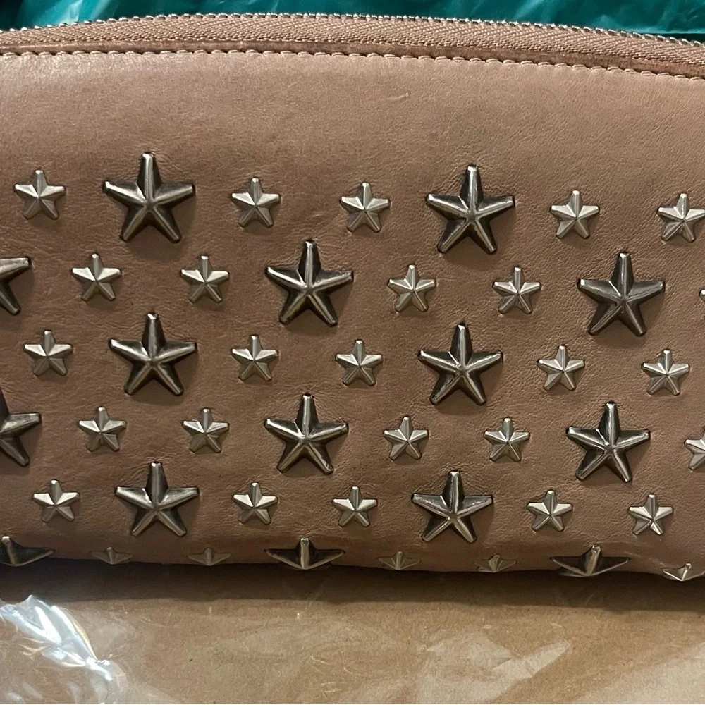Vintage Jimmy Choo beige and Silver Star Wallet full inclusion